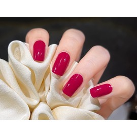 LIFOOST Gel Nail Polish Strips Burgundy Solid Color Free Nail Light/Lamp Gel Nail Stickers 20 Extra-Long Gel Manicure Strips