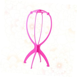 SAFIGLE 1Pc Folding Wig Stand Red Plastic Wig Hanger for Display Travel Friendly Wig Holder for Air Drying and Storage for Professional and Home Use for Wigs and Hats