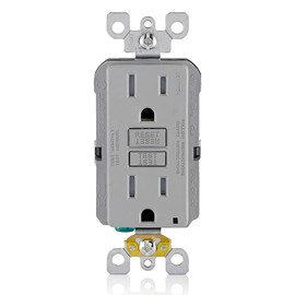 Leviton GFCI Outlet, 15 Amp, Self Test, Tamper-Resistant with LED Indicator Light, Protection from Electric Shock and Electrocution, GFTR1-GY, Gray