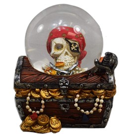 Pirate Treasure Chest Glitter Snow Globe, 4 Inches