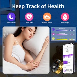 Smart Ring with Calories, Heart Rate,Step Counter, Heart Rate & Blood Oxygen Monitor, Sleep Tracking, and IP68 Waterproof - No App Subscription, Compatible with Android 5.1+ & iOS 8.0 (Black, 9#)