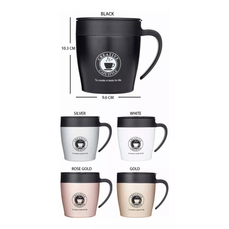 Vaso Taza Térmica Acero Inoxidable Con Tapa Taza Clásica Duradera