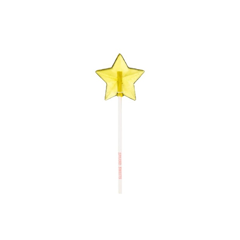 Yellow Star Lollipops, Peach Flavor, 2" Lollipop, 24 Pieces, Handcrafted