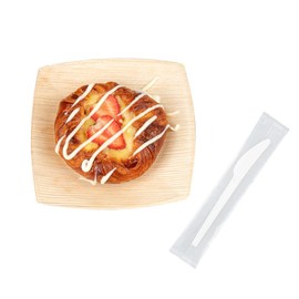 Restaurantware Basic Nature 6.5 Inch CPLA Knives 50 Knives - Individually Wrapped Withstand Heat Up To 180F White Plastic Dinner Knives Cut Hot and Cold Foods Durable