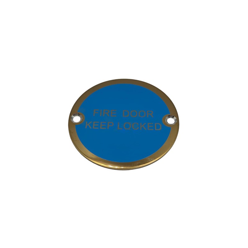 Bary Fire Door Keep Locked Sign Polished Brass