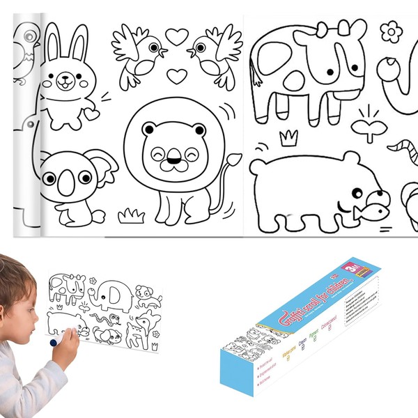 1PCS Children's Drawing Roll Animal Paper Roll for Kids for Stimulating Creativity Safe and Environmentally Friendly White Drawing Paper for Children DIY Interactive for Drawing, Sketching Craft