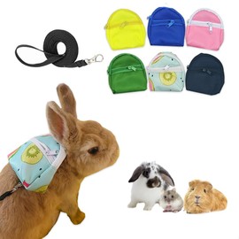 Yanmucy Rabbit Harness and Lead Set with Bag Adjustable Rabbit Lead Waterproof Ferret Harness for Small Animal Rats Bunny Walking (Flower)