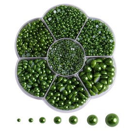 5800Pcs Half Pearls for Crafts, Flatback Pearls for Artwork Making, DIY Rhinestones Accessory Nail Art,Face Gems Jewels Flat Back Craft Pearls for Artist Creative - Dark Green