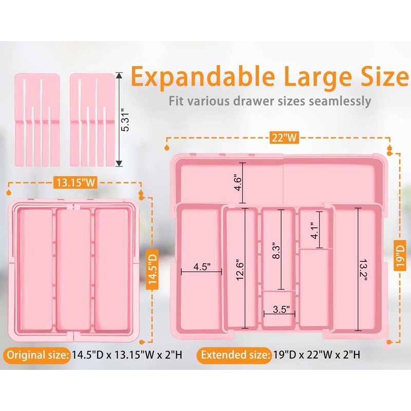 Homecor Utensil Drawer Organizer for Kitchen, Expandable Silverware Organizer Cooking