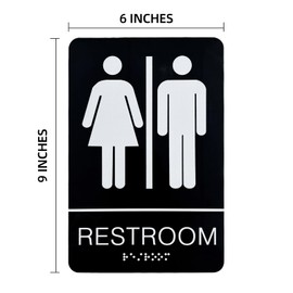 Signsxcel Bathroom Signs with Unisex Braille, Men's and Women's Restroom Sign for Business, Gender Neutral Bathroom Signs for Office or Restaurants Bathroom and Toilet Door or Wall Decor 9” X6”