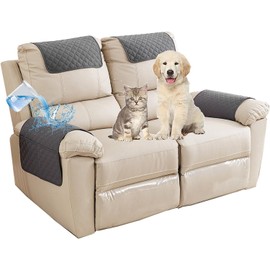 Sofa Armrest Cover Headrest Cover Recliner Chair Arm Cover Sofa Headrest Slipcovers Nonslip Waterproof Armchair Cover for Recliner Leather Sofa Couch Protector (Color : Gris Foncé-a, Size : 2 Place