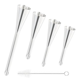 4 Piece Stainless Steel Piping Nozzles Set, Baking Doughnut Syringe for Cakes, Cupcakes and Doughnuts Decorating, Puff Filling and Jam, Cream, with Cleaning Brush