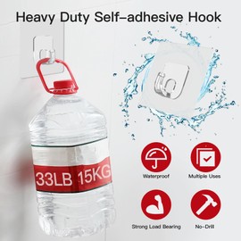 Latoxcaa Large Adhesive Hooks, 33lb Heavy Duty Utility Hooks for Hanging, 30 Pack Damage Free Sticky Hanging Hooks, No Trace Self-Adhesive Wall Hooks for Kitchen Bathroom Office Multiple Uses