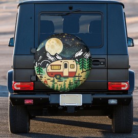 Happy Campers Spare Tire Cover Wheel Protector Weatherproof Wheel Cover Universal Decorative Accessories for Camper RV SUV Travel Trailer 16"