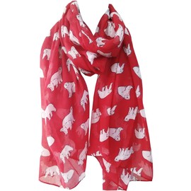 GlamLondon Ladies Polar Bears Printed Scarf (Red)