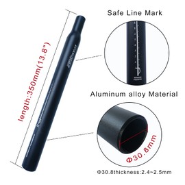 UPANBIKE Bike Seat Post Aluminum Alloy Length 350mm 25.4/27.2/28.6/30.8/31.7mm Black for Mountain Bike Road Bicycle(30.8mm)