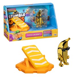 Bizak Stumble Guys 64119201 7.5 cm Movable Figure Playset Recreates Scenes from the Video Game - Mr. Banana with Trampoline, Boys and Girls from 8 Years
