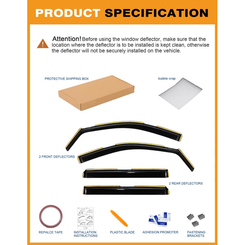 Deejecsun in-Channel Window Rain Guards Fit for Chevy Silverado 1500/GMC