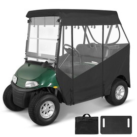 SANXIACAR Golf Cart Enclosure 2 Passenger for EZGO RXV 2 Seater Open Front Windshield 3-Sided Clear Windows Waterproof Transparent Driving Rain Covers Roll-up Zipper Door Black (with Seat Blanket)