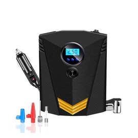 Housekeeper Digital Tyre Inflator with LCD Display, LED Flash Light, 12v Portable Electric Rapid Compressor, Auto Pump/Shut Off Car Tires, Bike, Sports Ball, Pool Inflatables, Compact Design Easy Use