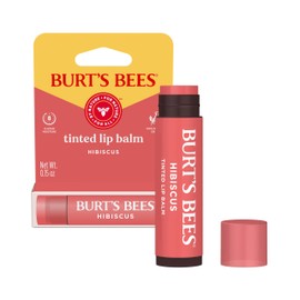 Burt's Bees Lip Tint Balm for Valentine's Day, with Long Lasting 2 in 1 Duo Tinted Balm Formula, Color Infused with Hydrating Shea Butter for a Natural Looking Buildable Finish, Hibiscus (1-Pack)