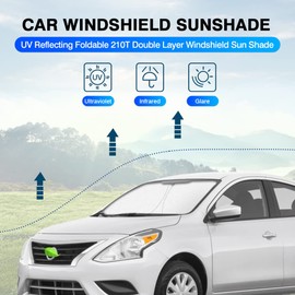 KUST - Parasol para parabrisas para Nissan Versa 2012-2018, protector plegable para ventana, bloquea los rayos UV y mantiene tu coche fresco