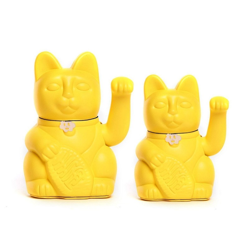 Chinesische Glückskatze. Winkende Katze. Maneki Neko viel Glück. ZITRONE GELB,