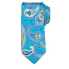 Chaps New Chaps Men's Silk Tie Paisley Patterned Stretch Necktie Aqua Blue