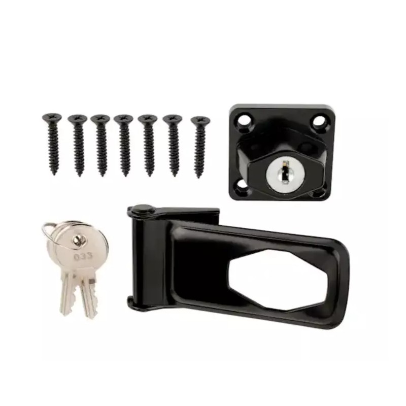 Everbilt 3-1/2 in. Black Key Locking Hasp Doors Cabinets And