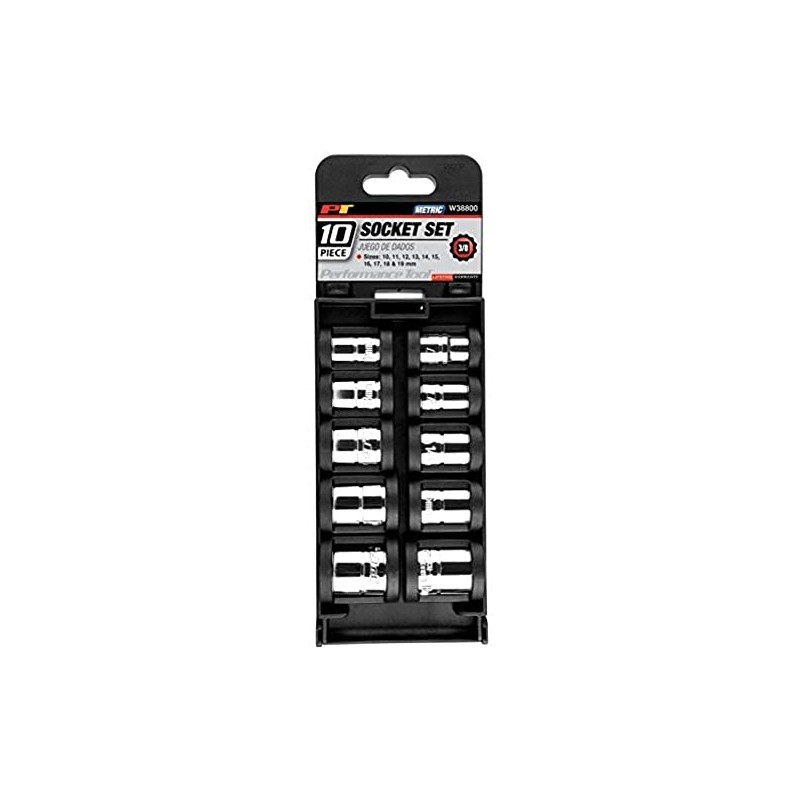 Performance Tool W38800 10-Piece 3/8-Inch Drive 12pt MET Socket Set
