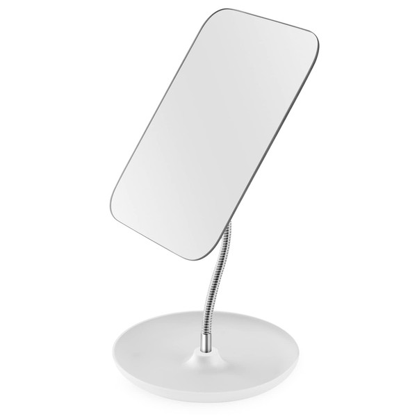 CLSEVXY Table Vanity Mirror with Stand - Makeup Mirror for Desk - Adjustable Flexible Gooseneck, 360°Rotation Folding Portable Cosmetic Mirror Square