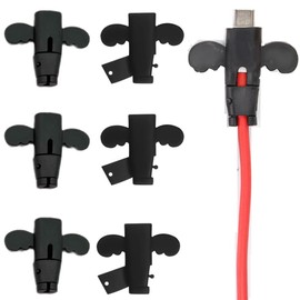 SYHKL 7PCS USB Data Cable Protection Cover, Anti Break, Black, 0.03 Inch, USB Connector, Male-to-Male, Laptop, Personal Computer, Smartphone, Tablet