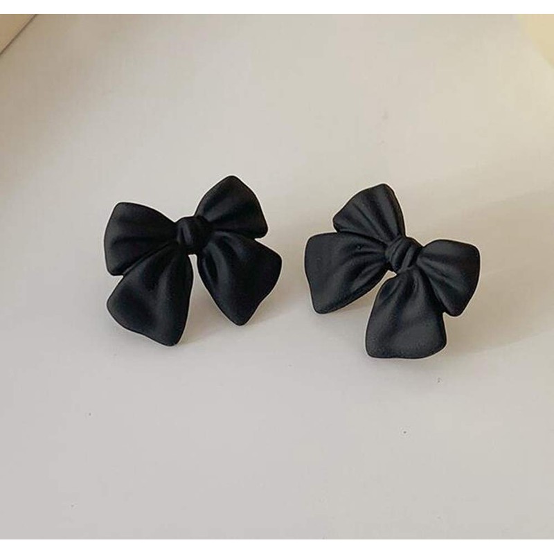 Artist Bow Tie Ribbon Stud Earrings for Women Red Black