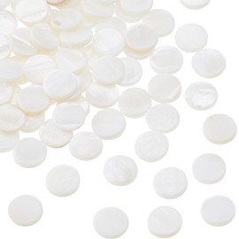 Hobbspring 120 Stück Flache Runde Muschelperle 10mm Süßwasser Runde Münz Muschelperlen Natürliche Flache Perlmuttperlen Mit Elastischem Faden Für Herstellung von Schmuck Und Halsketten DIY Handwerk