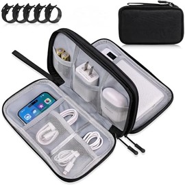 Organizador Portátil para Electrónicos,Bolsa para Accesorios Electrónicos Impermeablede con Doble Capa,Estuche para Cables Viaje para Cables USB,Audíf