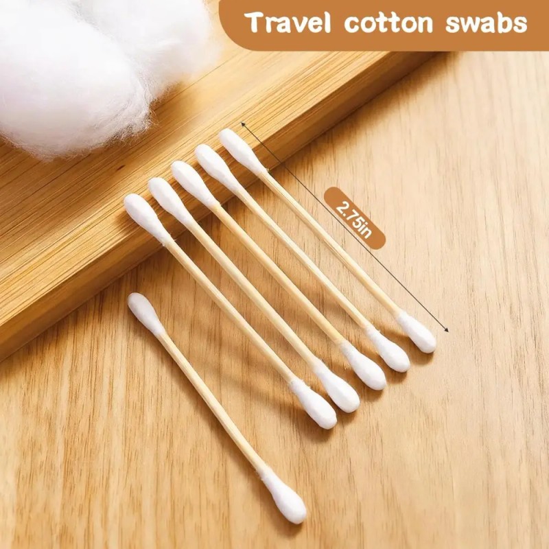 100 PCS 10팩 여행용 귀용 면봉 개별 포장 둥근 팁