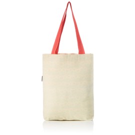 Le Jardin du Lin Printed Shopping Bag with Red Long Handles, Reusable, Foldable, Fabric Bag, Size: 34 x 40 cm