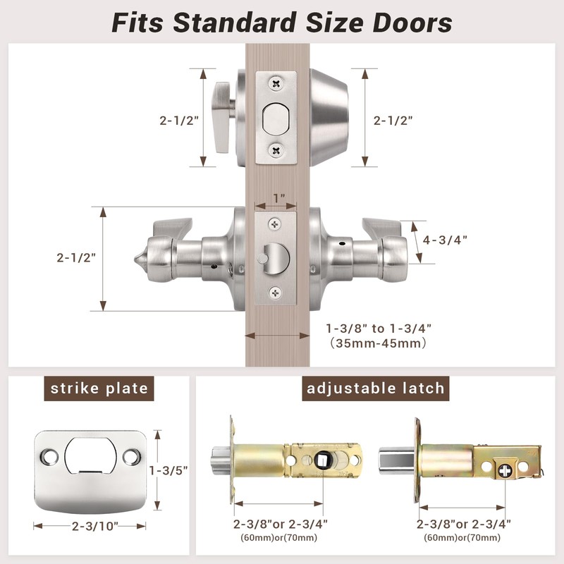 Knobonly 4 Sets of Front Exterior Door Knob Set with