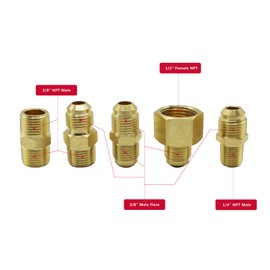 10 Feet High Pressure Braided Propane Hose Extension with Conversion Coupling 3/8" Flare to 1/2" Female NPT, 1/4" Male NPT, 1/8" NPT Male, 3/8" Male NPT, 3/8" Male Flare for BBQ Grill, Heater,Fire Pit