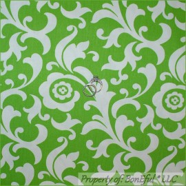 Signature BonEful Fabric FQ Woven Cotton Decor Green White L Flower Leaf Shabby Chic Retro