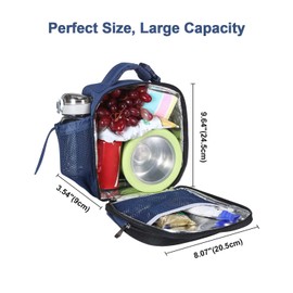 Amersun Kids Lunch Box with 8MM Insulated sponge & Multi-pocket & Water Bottle Holder, Keep Food Warm Cold School Lunch Bag for Kids Teen Girls Boys,Lunch Tote Bag for Children,Dark Blue