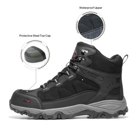 NORTIV 8 Waterproof Steel Toe Boots for Men Slip Resistant Safety Industrial Boots Paladin-Steel,Size 13W,Black,JS19004M-STEEL