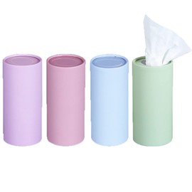 4 Pack Car Tissue Holder with Facial Tissues Bulk, Car Tissues Cylinder, Tissue Holder for Car, Travel Tissues Perfect Fit for Car Cup Holder, Refill Car Tissue Box Round Container.