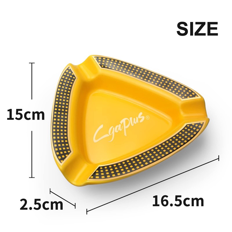 Cgaplus Cigar Ashtray Triangle Classic Ceramic Large Ashtray for Outdoor