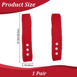CRASPIRE Red Arm Warmers Sleeves Star Y2K Women Teens Knitted Japanese Harajuke Cosplay Lolita Wool Yarn Knitted Gothic Fingerless Mittens Thumb Hole Gloves for Women Girls