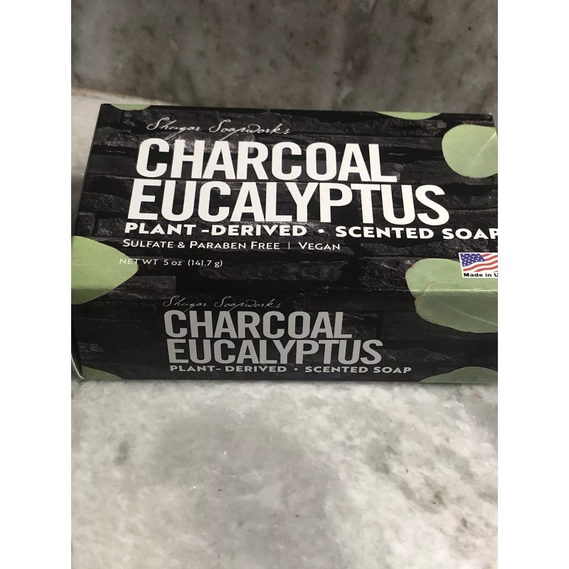 Sugar Soap Works Charcoal Eucalyptus Plant-Derived. Scented Soap:5oz-Vegan