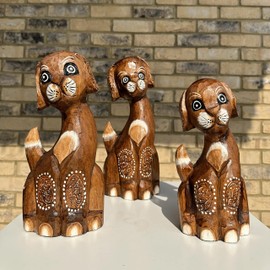 Keskin Wooden Dog Sculpture, Dog Statue, Dog Figurine, wooden sculptures decor (Brown - 25 cm)