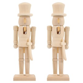 JECOMPRIS 2Pcs Christmas Wooden Unfinished Nutcracker 7Inch Figurines DIY Blank Unpainted Puppet Craft Walnut Soldier Xmas Tree Ornament Decoration
