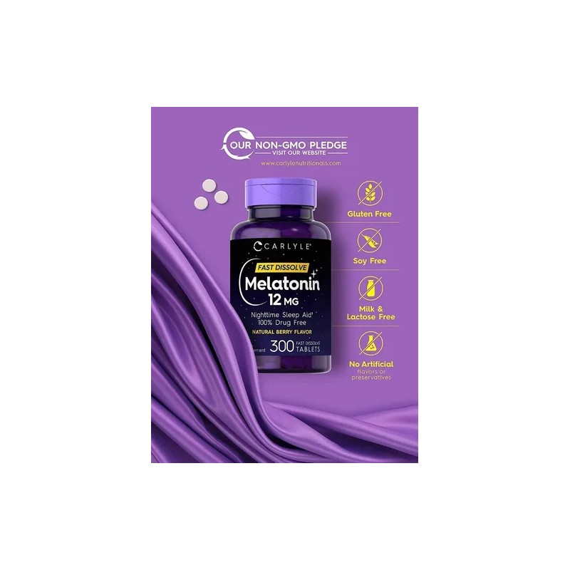 Melatonina 300 Tabletas Sabor Berry 12mg Maxima Potencia Sabor Bayas