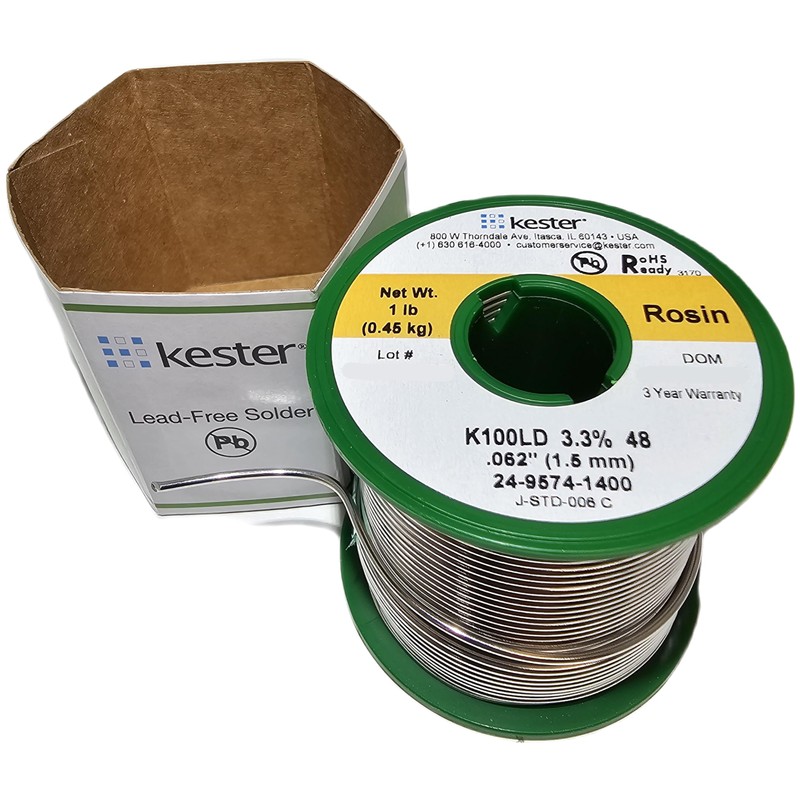 Kester443-858 24-9574-1400 K100Ld Lead-Free Rosin Wire Solder.062" Diameter-Low Cost Alloy